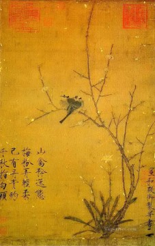 Zhao Ji Song Huizong Painting - plum and birds old China ink